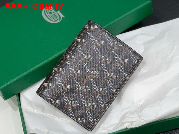 Goyard Saint Marc Card Wallet in Black Goyardine Canvas and Vauzelles Calfskin Replica