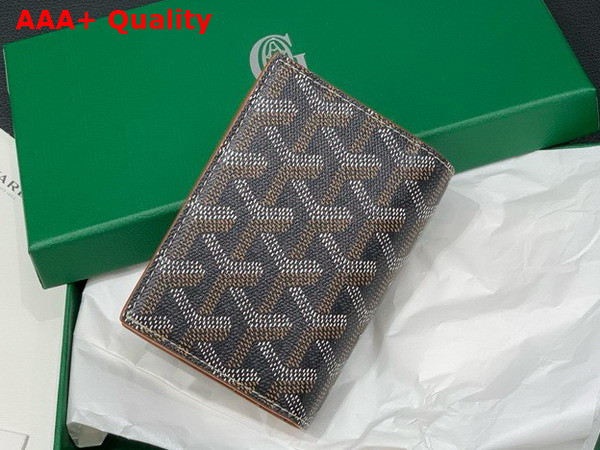 Goyard Saint Marc Card Wallet in Black and Tan Goyardine Canvas and Vauzelles Calfskin Replica