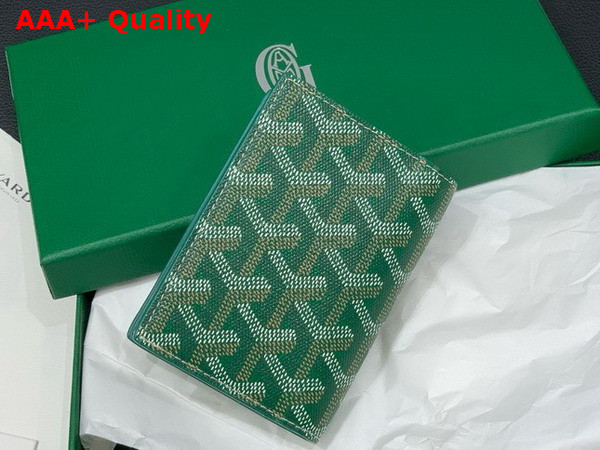 Goyard Saint Marc Card Wallet in Green Goyardine Canvas and Vauzelles Calfskin Replica