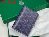 Goyard Saint Marc Card Wallet in Navy Blue Goyardine Canvas and Vauzelles Calfskin Replica