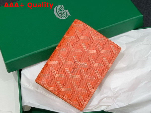 Goyard Saint Marc Card Wallet in Orange Goyardine Canvas and Vauzelles Calfskin Replica