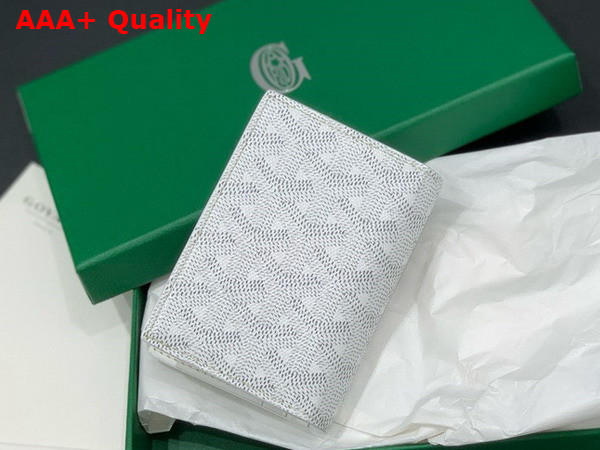 Goyard Saint Marc Card Wallet in White Goyardine Canvas and Vauzelles Calfskin Replica