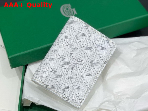 Goyard Saint Marc Card Wallet in White Goyardine Canvas and Vauzelles Calfskin Replica