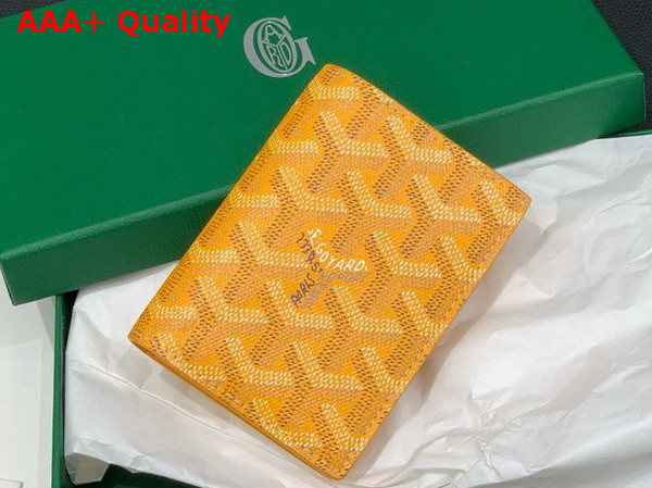 Goyard Saint Marc Card Wallet in Yellow Goyardine Canvas and Vauzelles Calfskin Replica