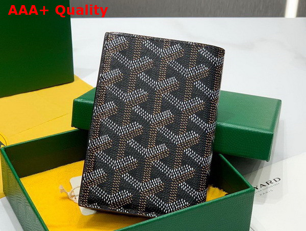 Goyard Saint Pierre Card Wallet in Black Goyardine Canvas and Vauzelles Calfskin Replica