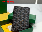 Goyard Saint Pierre Card Wallet in Black Goyardine Canvas and Vauzelles Calfskin Replica