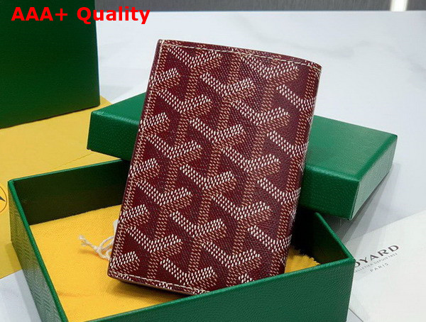 Goyard Saint Pierre Card Wallet in Burgundy Goyardine Canvas and Vauzelles Calfskin Replica