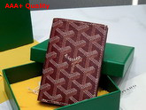 Goyard Saint Pierre Card Wallet in Burgundy Goyardine Canvas and Vauzelles Calfskin Replica