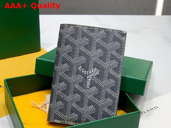 Goyard Saint Pierre Card Wallet in Gray Goyardine Canvas and Vauzelles Calfskin Replica