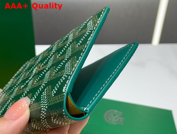 Goyard Saint Pierre Card Wallet in Green Goyardine Canvas and Vauzelles Calfskin Replica