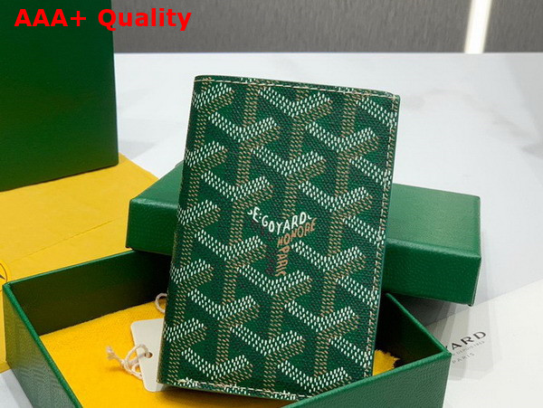 Goyard Saint Pierre Card Wallet in Green Goyardine Canvas and Vauzelles Calfskin Replica