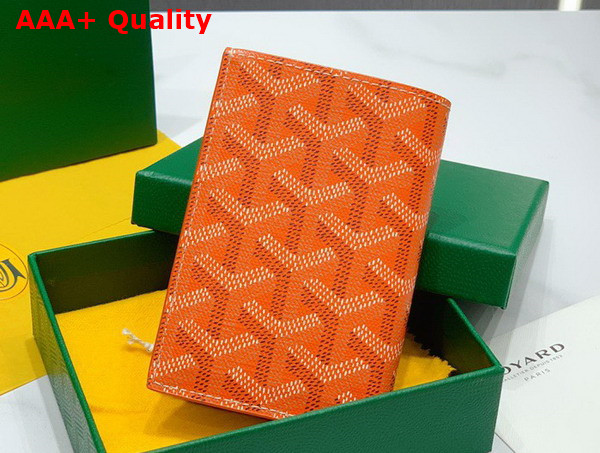 Goyard Saint Pierre Card Wallet in Orange Goyardine Canvas and Vauzelles Calfskin Replica