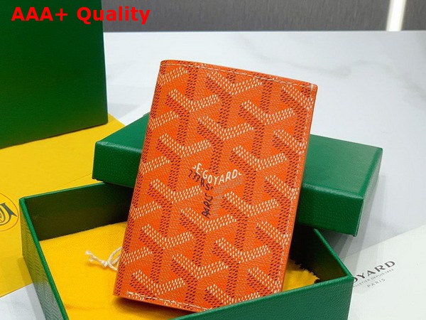 Goyard Saint Pierre Card Wallet in Orange Goyardine Canvas and Vauzelles Calfskin Replica