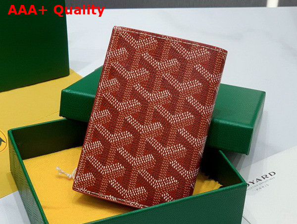 Goyard Saint Pierre Card Wallet in Red Goyardine Canvas and Vauzelles Calfskin Replica