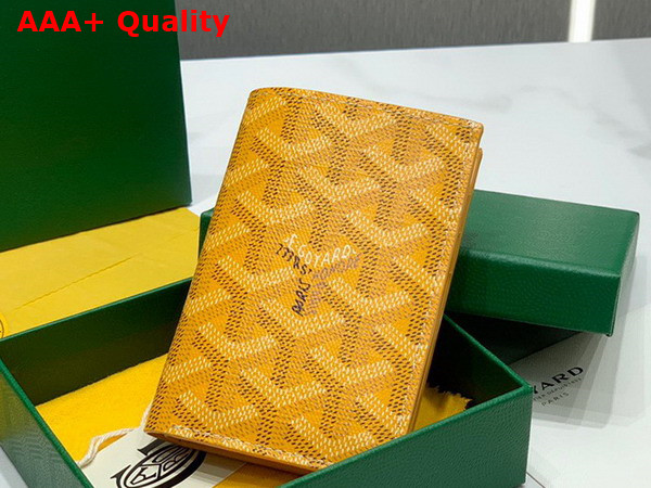 Goyard Saint Pierre Card Wallet in Yellow Goyardine Canvas and Vauzelles Calfskin Replica