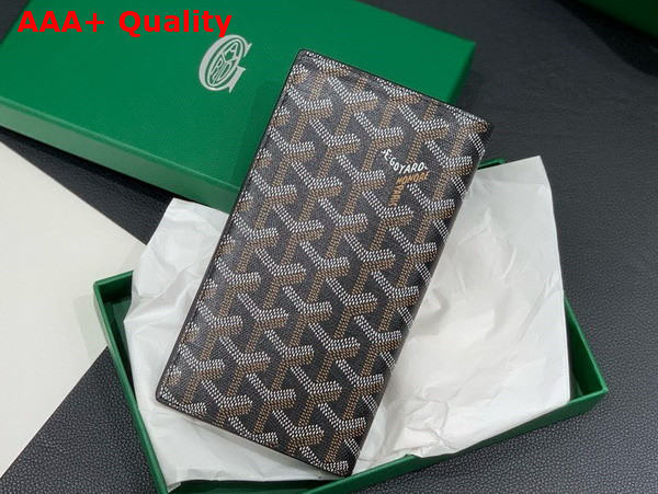 Goyard Saint Roch Wallet in Black Goyardine Canvas and Vauzelles Calfskin Replica