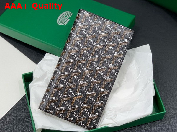 Goyard Saint Roch Wallet in Black Goyardine Canvas and Vauzelles Calfskin Replica