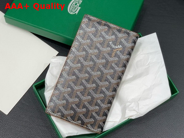 Goyard Saint Roch Wallet in Black and Tan Goyardine Canvas and Vauzelles Calfskin Replica