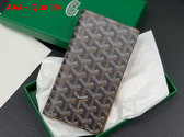 Goyard Saint Roch Wallet in Black and Tan Goyardine Canvas and Vauzelles Calfskin Replica