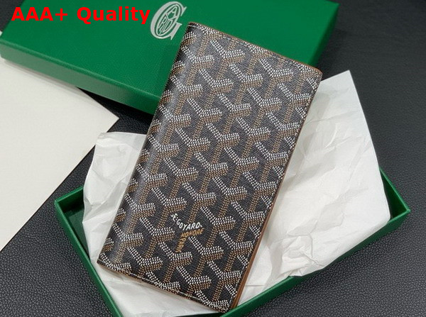 Goyard Saint Roch Wallet in Black and Tan Goyardine Canvas and Vauzelles Calfskin Replica