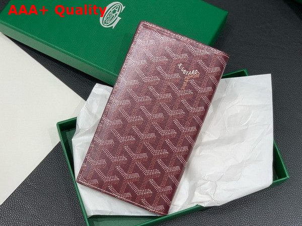 Goyard Saint Roch Wallet in Burgundy Goyardine Canvas and Vauzelles Calfskin Replica