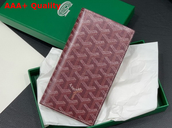 Goyard Saint Roch Wallet in Burgundy Goyardine Canvas and Vauzelles Calfskin Replica