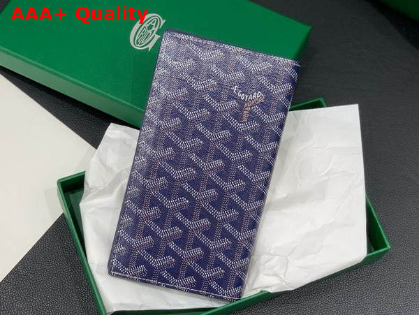 Goyard Saint Roch Wallet in Navy Blue Goyardine Canvas and Vauzelles Calfskin Replica