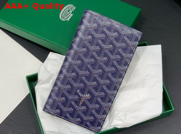 Goyard Saint Roch Wallet in Navy Blue Goyardine Canvas and Vauzelles Calfskin Replica