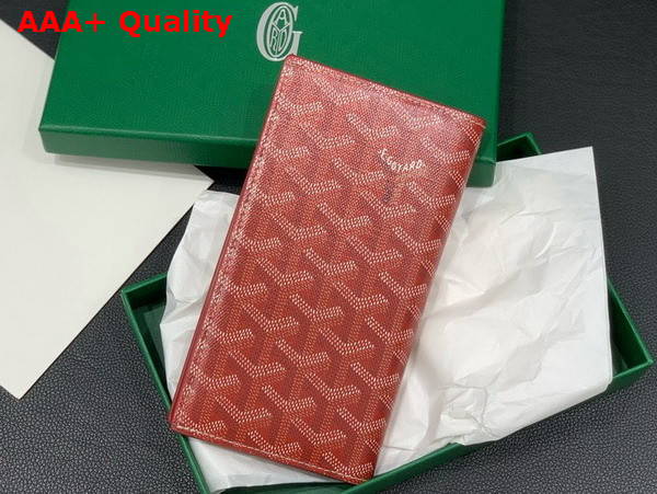 Goyard Saint Roch Wallet in Red Goyardine Canvas and Vauzelles Calfskin Replica