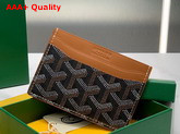 Goyard Saint Sulpice Card Wallet Black Tan Goyardine Canvas and Vauzelles Calfskin Replica