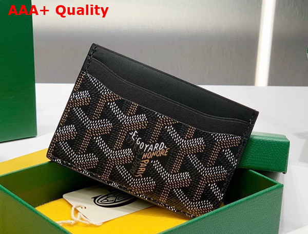 Goyard Saint Sulpice Card Wallet in Black Goyardine Canvas and Vauzelles Calfskin Replica