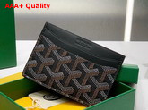 Goyard Saint Sulpice Card Wallet in Black Goyardine Canvas and Vauzelles Calfskin Replica