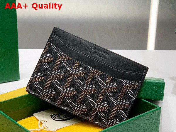 Goyard Saint Sulpice Card Wallet in Black Goyardine Canvas and Vauzelles Calfskin Replica