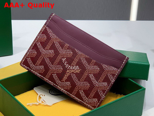 Goyard Saint Sulpice Card Wallet in Burgundy Goyardine Canvas and Vauzelles Calfskin Replica