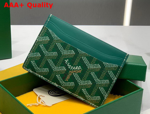 Goyard Saint Sulpice Card Wallet in Green Goyardine Canvas and Vauzelles Calfskin Replica