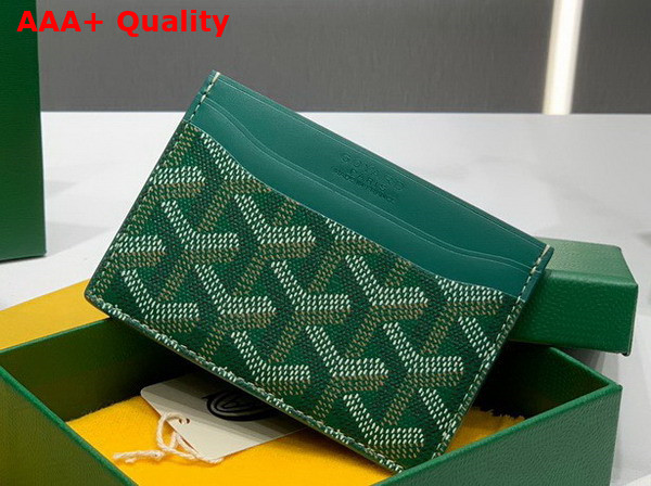 Goyard Saint Sulpice Card Wallet in Green Goyardine Canvas and Vauzelles Calfskin Replica