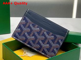 Goyard Saint Sulpice Card Wallet in Navy Blue Goyardine Canvas and Vauzelles Calfskin Replica