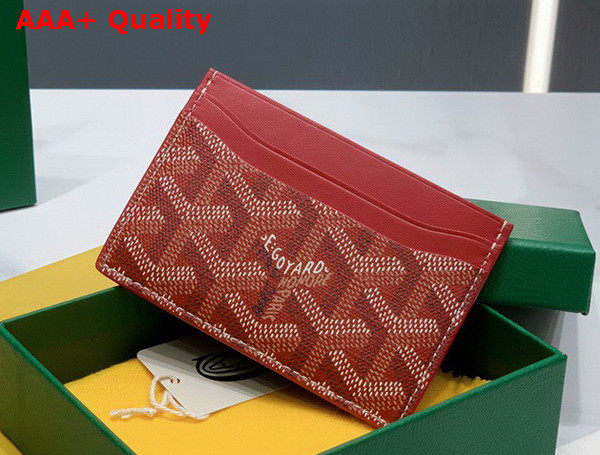 Goyard Saint Sulpice Card Wallet in Red Goyardine Canvas and Vauzelles Calfskin Replica