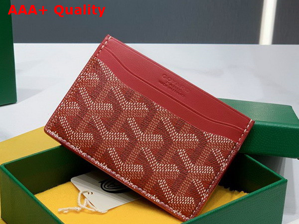 Goyard Saint Sulpice Card Wallet in Red Goyardine Canvas and Vauzelles Calfskin Replica