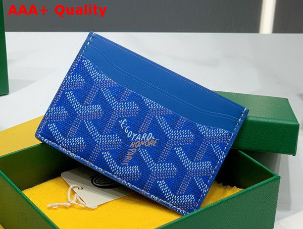 Goyard Saint Sulpice Card Wallet in Sky Blue Goyardine Canvas and Vauzelles Calfskin Replica