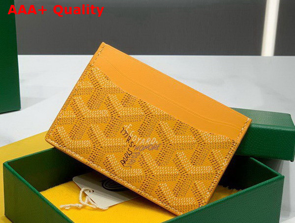 Goyard Saint Sulpice Card Wallet in Yellow Goyardine Canvas and Vauzelles Calfskin Replica