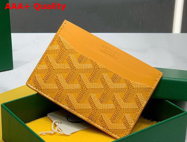 Goyard Saint Sulpice Card Wallet in Yellow Goyardine Canvas and Vauzelles Calfskin Replica