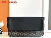 Goyard Sainte Marie MM Clutch in Black Goyardine Canvas and Chevroches Calfskin Replica