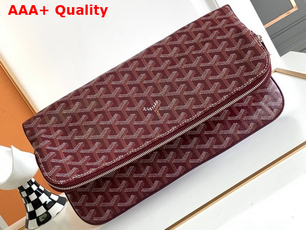 Goyard Sainte Marie MM Clutch in Burgundy Goyardine Canvas and Chevroches Calfskin Replica