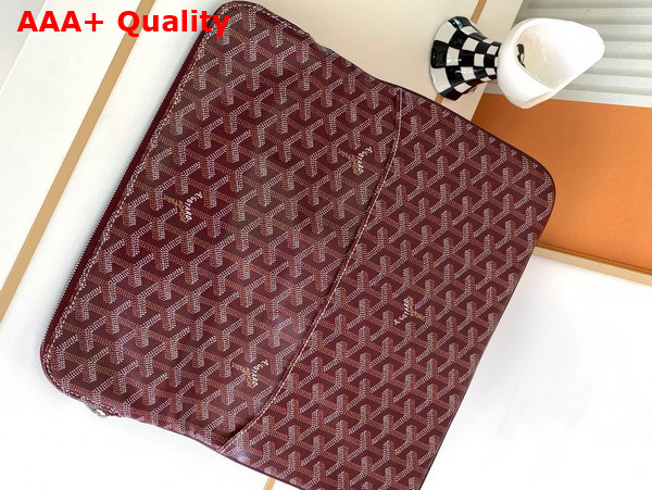 Goyard Sainte Marie MM Clutch in Burgundy Goyardine Canvas and Chevroches Calfskin Replica