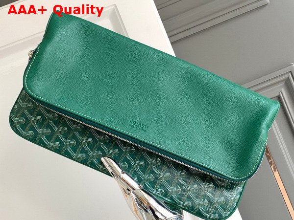 Goyard Sainte Marie MM Clutch in Green Goyardine Canvas and Chevroches Calfskin Replica