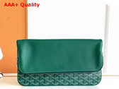 Goyard Sainte Marie MM Clutch in Green Goyardine Canvas and Chevroches Calfskin Replica