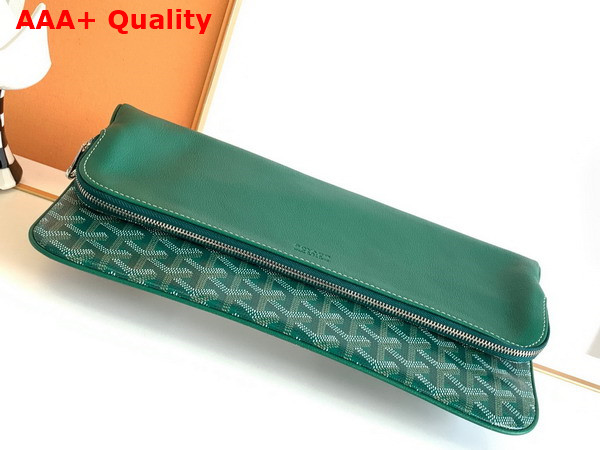 Goyard Sainte Marie MM Clutch in Green Goyardine Canvas and Chevroches Calfskin Replica