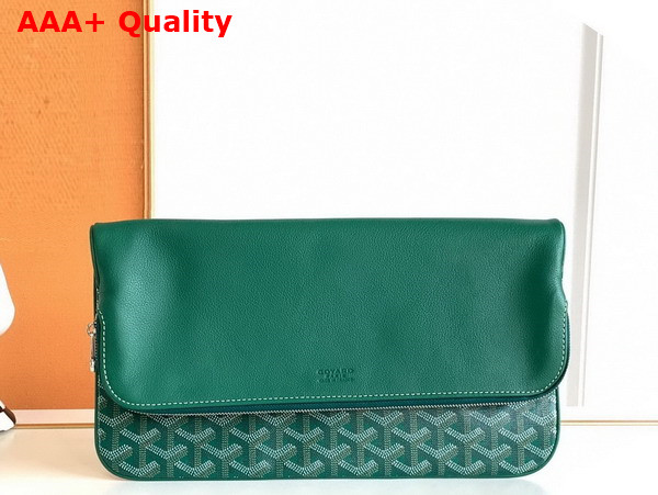 Goyard Sainte Marie MM Clutch in Green Goyardine Canvas and Chevroches Calfskin Replica