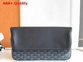 Goyard Sainte Marie MM Clutch in Grey Goyardine Canvas and Chevroches Calfskin Replica